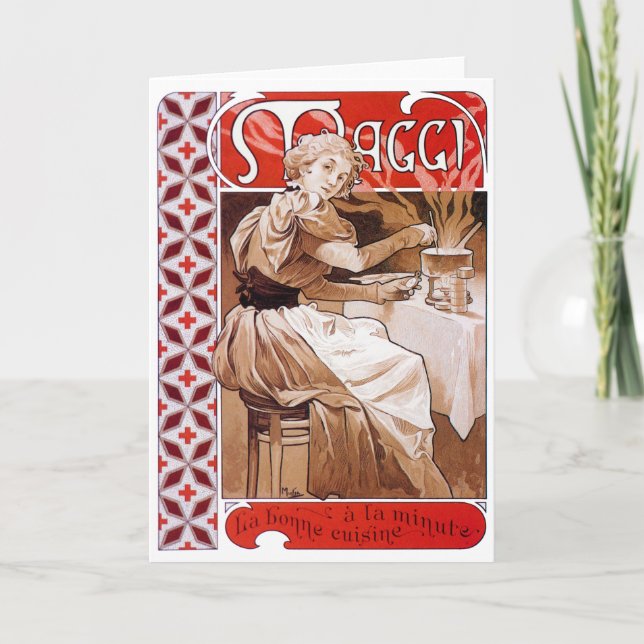 Cartão Cozinhar feminino, Alphonse Mucha (Frente)