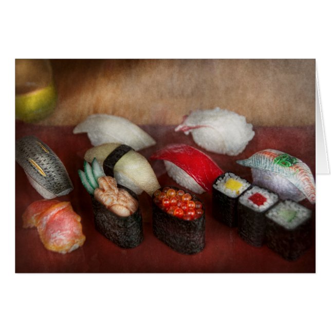 Cartão Cozinheiro chefe - comida - oh, eu comi o sushi a (Frente Horizontal)