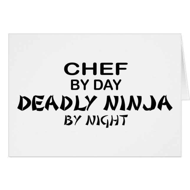 Cartão Cozinheiro chefe Ninja mortal em a noite (Frente Horizontal)
