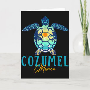 Cartão Cozumel México Tartaruga Marinha Palmeiras Pôr do 