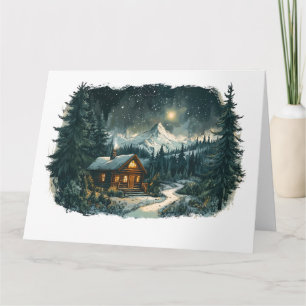 Cartão Cozy Cabin em uma Wonderland de inverno