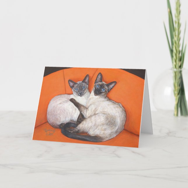 Cartão Cozy Casal Siamese Cat (Frente)