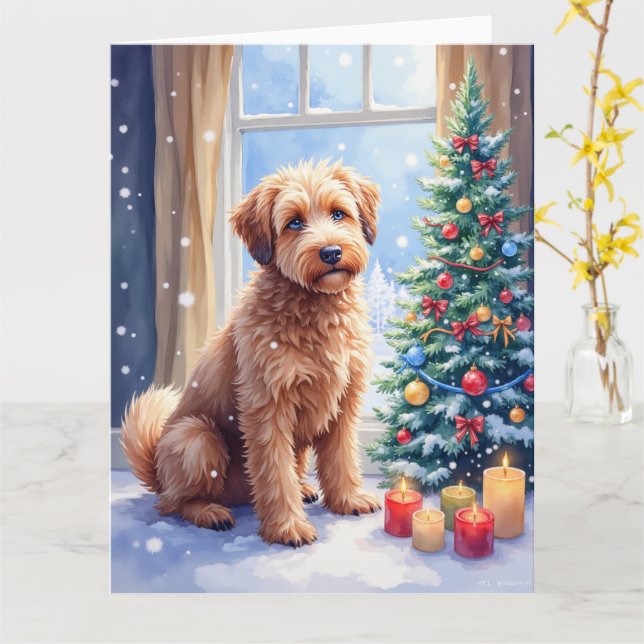 Cartão Cozy Christmas Bouvier des Flandres Art (Flor Amarela)