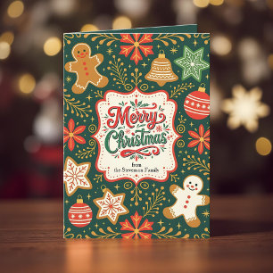 Cartão Cozy Gingercake Cookies Feliz Script de Natal