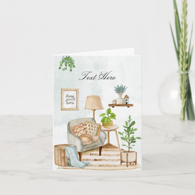 Cartão Cozy home interior com plantas (Frente)