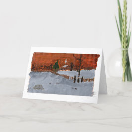 Cartão Cozy house in snowy landscape note card (greeting)