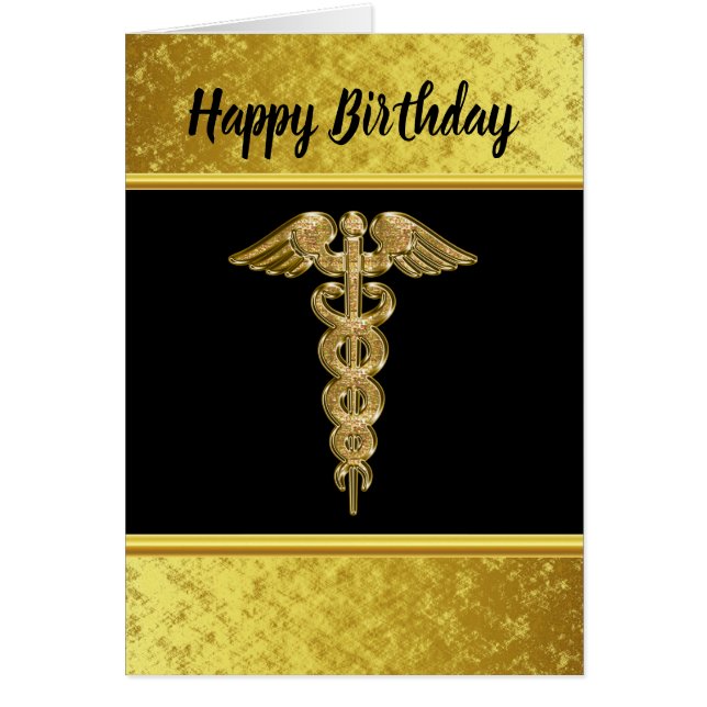 Cartão Crachá de alerta médico de folha de ouro (Frente)