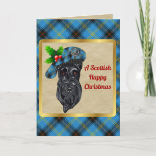 Cartão Crachá de Bell e Xmas Personalizado de Tartan