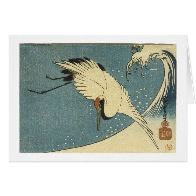 Cartão Crane e Wave, Hiroshige (Frente Horizontal)