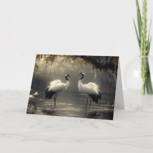Cartão Crane Pair em um Misty Marsh