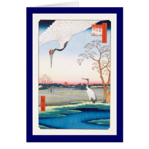 Cartão Cranes Minowa Kanasugi Mikawashima Hiroshige Fine