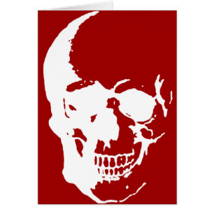 Cartão Crânio - Arte de Fantasia de Metal Vermelho e Bran