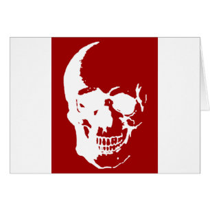 Cartão Crânio - Arte de Fantasia de Metal Vermelho e Bran