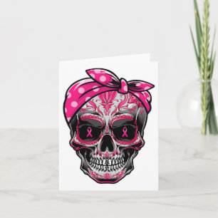 Cartão Crânio Cancer Mama Sensibilização Friso Rosa Friso