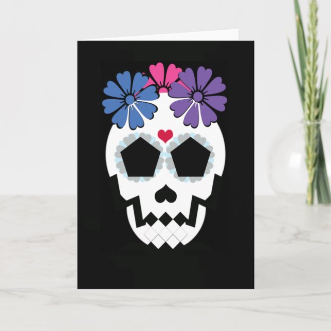 Cartão Crânio Com Flores (Frente)