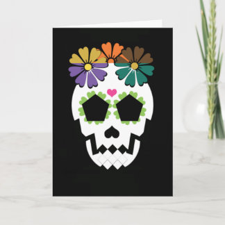 Cartão Crânio Com Flores