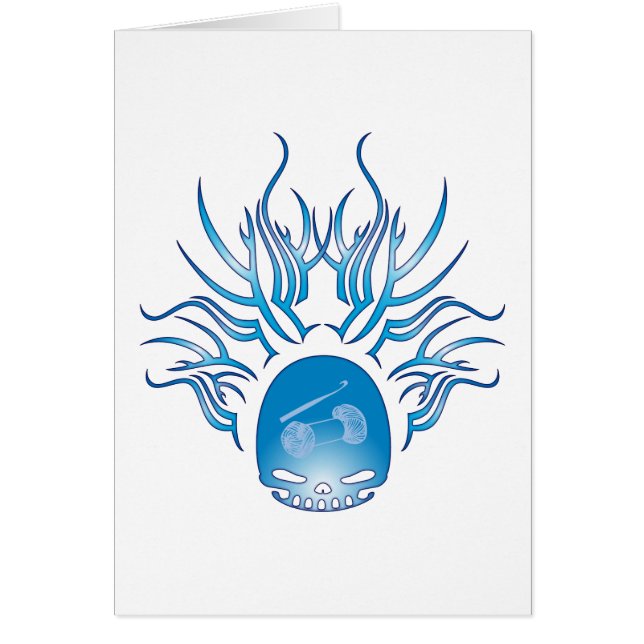 Cartão Crânio Crocheting (Frente)