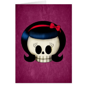 Cartão Crânio da menina Rockabilly