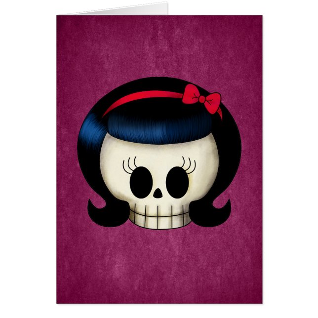 Cartão Crânio da menina Rockabilly (Frente)