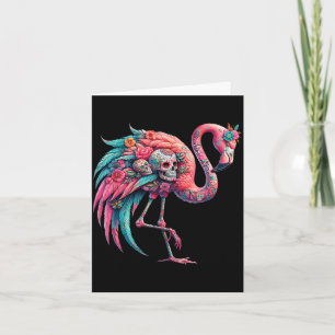 Cartão crânio de açúcar de flamingo mexicano feminino dia
