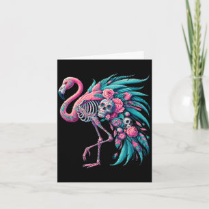 Cartão Crânio de açúcar feminino flamingo mexicano dia de