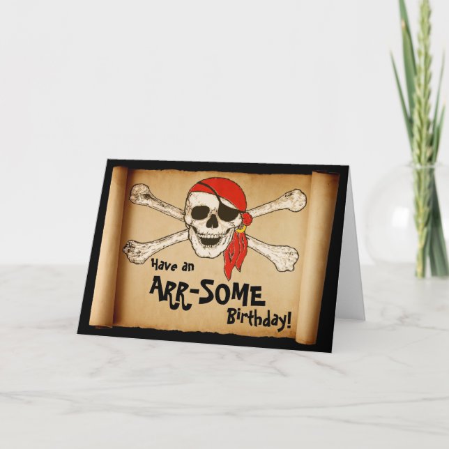 Cartão Crânio de pirataria ARR-SOME personalizável (Frente)