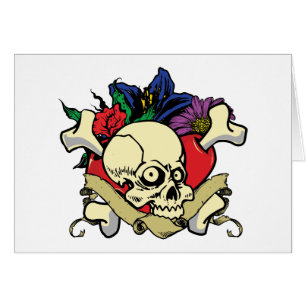 Cartão Crânio do coração do tatuagem