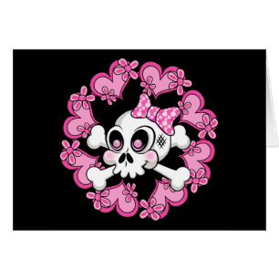 Cartão Crânio e Corações em Cuta