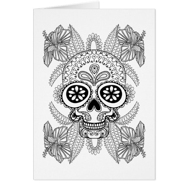 Cartão Crânio inspirado nas flores (Frente)