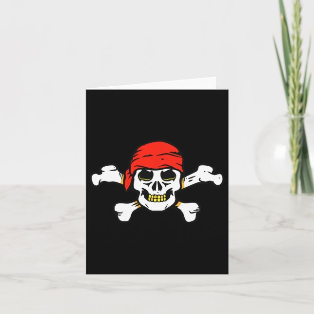 Cartão Crânio Pirata E Crossbones Skeleton Halloween Para (Frente)