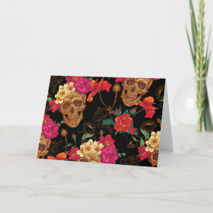Cartão crânios florais