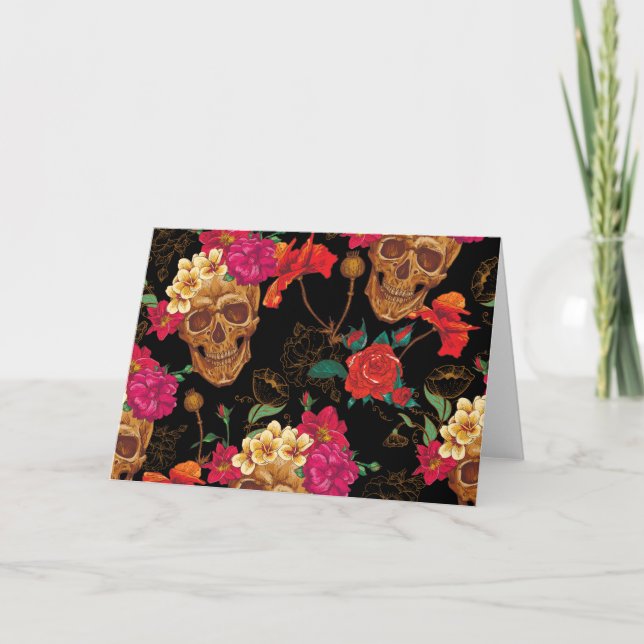 Cartão crânios florais (Frente)