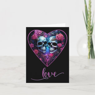 Cartão Crânios Góticos Amor Para o Amor do Dia dos Namora