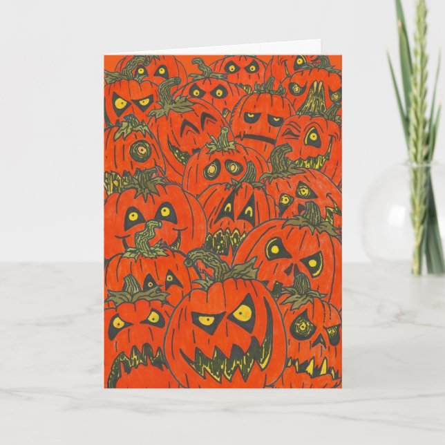 Cartão Crazed Pumpkin "ROUGH PATCH" Halloween Card (Frente)