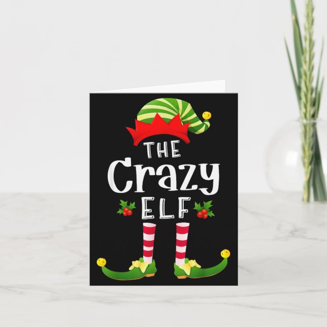Cartão Crazy Christmas Elf Matching Pajama X-mas Party  (Frente)