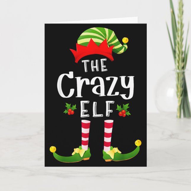 Cartão Crazy Christmas Elf Matching Pajama X-mas Party  (Frente)