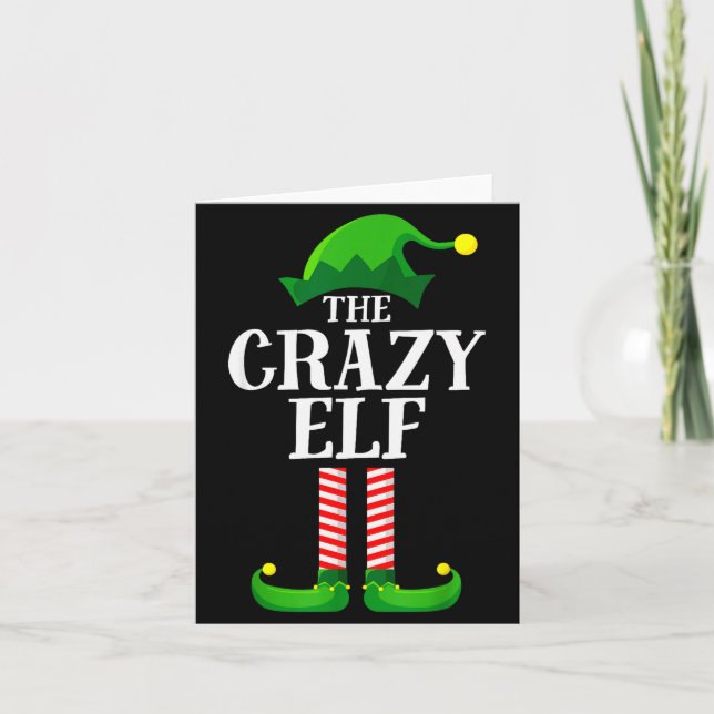Cartão Crazy Elf Matching Family Group Christmas Party Py (Frente)