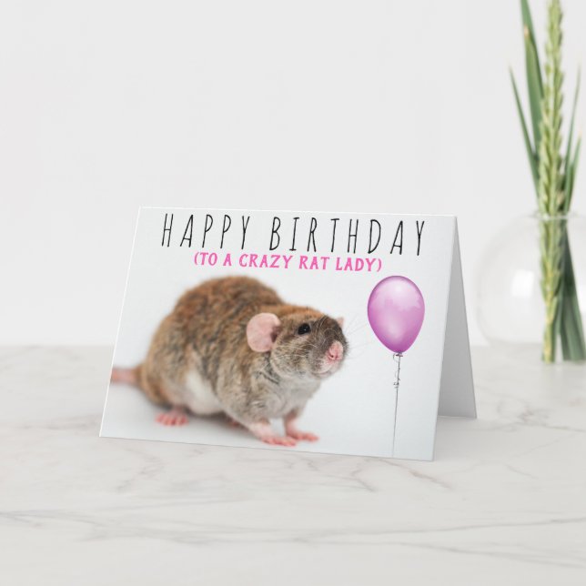 Cartão Crazy Rat Lady Birthday Card (Frente)