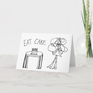 Cartão Crazyhair Birthday "Eat Cake" Card - Color it!