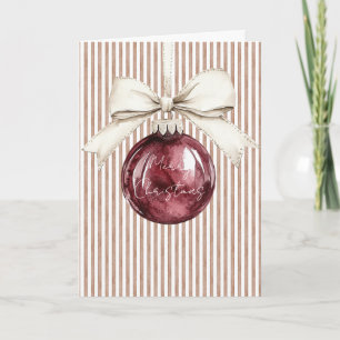 Cartão Cream Castanho Stripes Enfeites de natal Vermelho 