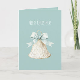Cartão Cream Christmas Bell Pretty Blue Bow