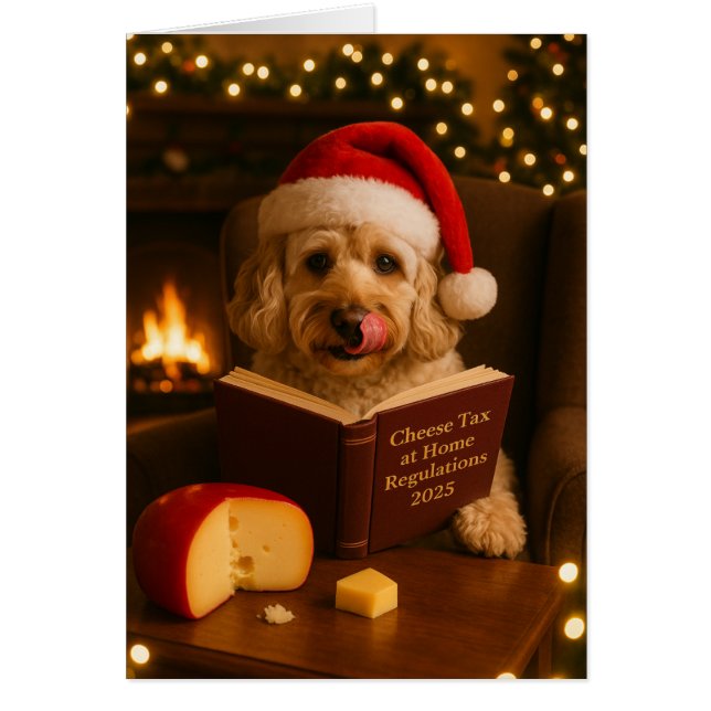 Cartão Cream Cockerpoo 'Cheese Tax' Christmas card (Frente)