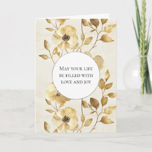 Cartão Cream Dourado Floral Love & Joy Weds