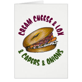 Cartão Cream Queijo Lox Capes Cebolas NYC Deli Bagel Comi