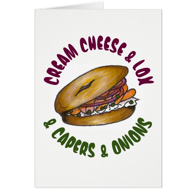 Cartão Cream Queijo Lox Capes Cebolas NYC Deli Bagel Comi (Frente)