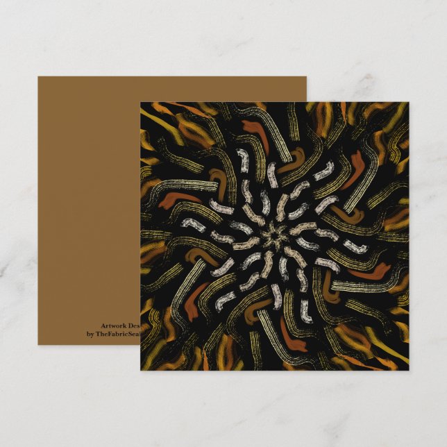 Cartão Creamy Golden Yellows Raked Pattern On Black (Frente/Verso)