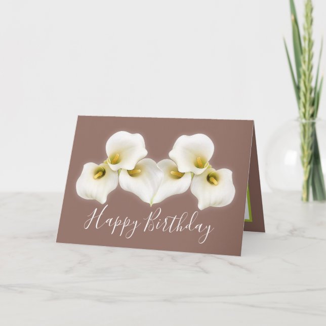 Cartão Creamy White Calla Lilies Modern Birthday Card (Frente)