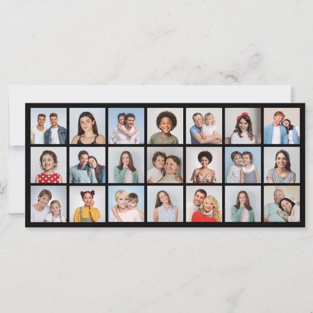 Cartão Create Your Own 21 Photo Collage Editable Color  (Frente)