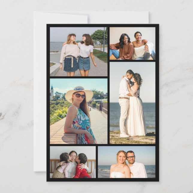 Cartão Create Your Own 6 Photo Collage Greeting (Frente)