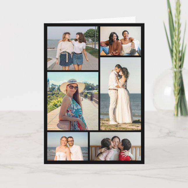 Cartão Create Your Own 6 Photo Collage Greeting (Frente)